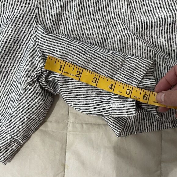 Talbots Striped Linen Pullon Shorts Small Black White MISSING DRAWSTRING - Picture 5 of 7